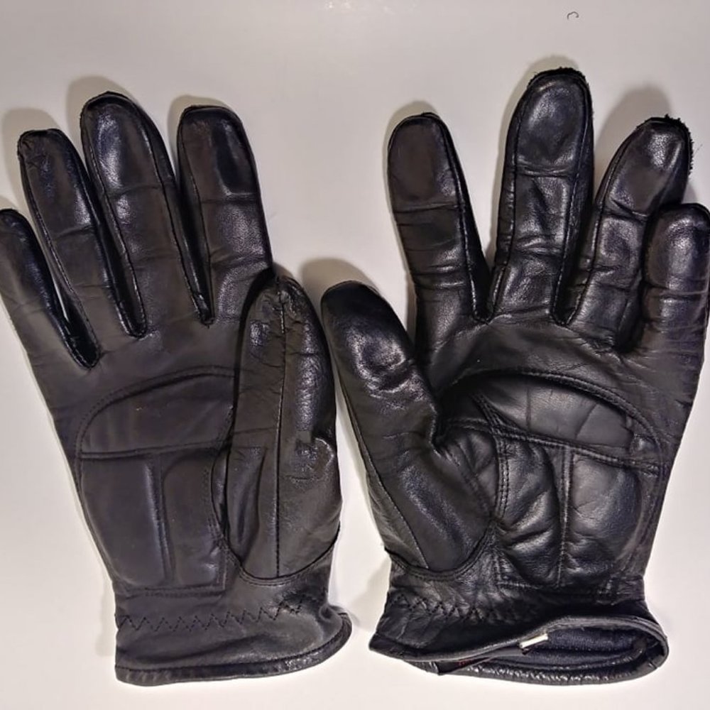 Olympia Leather Motorcycle Gloves Women's XL Black Adjustable Wrist Strap Lined